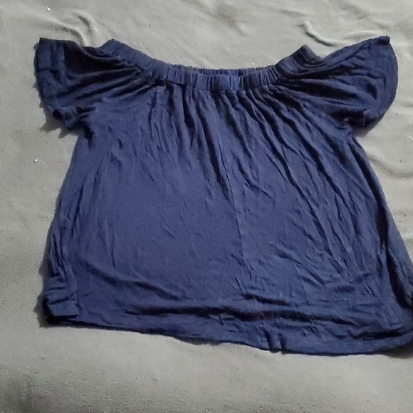 Navy off the shoulder top - Picture 2 of 2